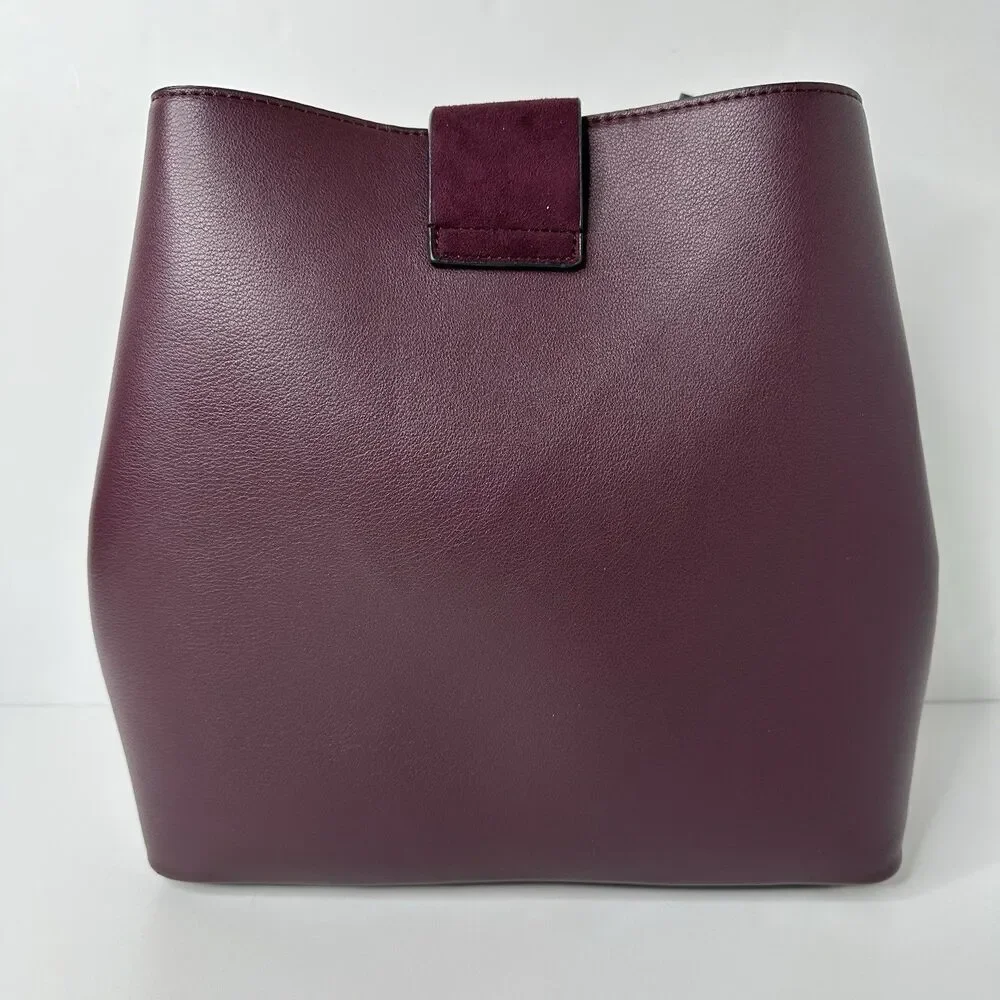 Luella Grey London Handbag‎ Hobo Shoulder Bucket Bag Purple Faux Leather Footed